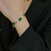 Oval Green Crystal Pendant Necklace Set with Bracelet – Gold Plated