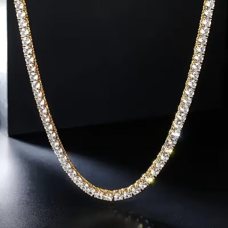 Diamond Tennis Necklace – White Crystal Infinity Chain