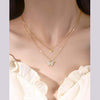Gold Zircon Butterfly Clavicle Chain Necklace for Women