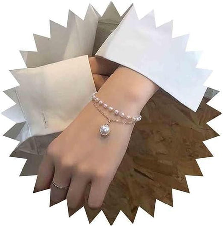 Layered Pearl Hand Chain Bracelet for Women – Rose Gold